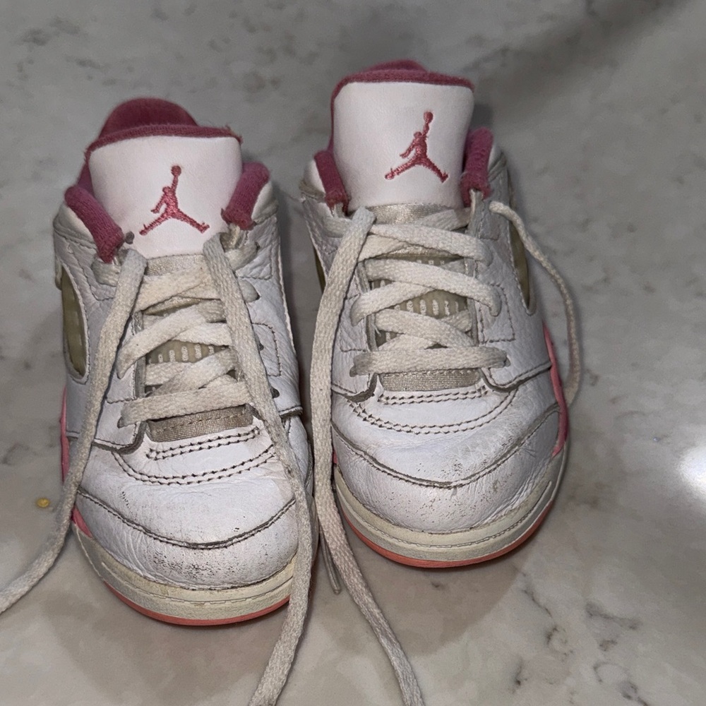 Kids White and Pink Sneakers